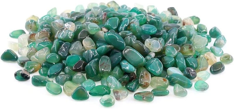 Wayber حصى العقيق الأخضر الطبيعي، 1 رطل/460 جرام صخور زخرفية غير سامة حجر كريستالي قطع غير منتظمة أحجار كريمة مسحوقة قطع حجرية مصقولة لصنع المجوهرات/تزيين المنزل - Image 2